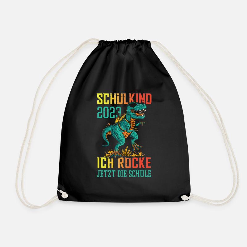 Dino Schulkind 2023 Ich Rocke Jetzt Die Schule - Turnbeutel - Schwarz