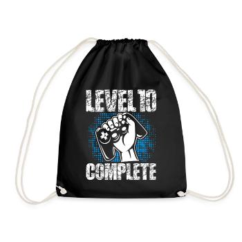 Level 10 Complete Birthday Gift 10 Years - Drawstring Bag - black - Front