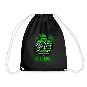 Vintage 1984 40 Birthday Retro Bike Cyclist - Drawstring Bag - black - Front