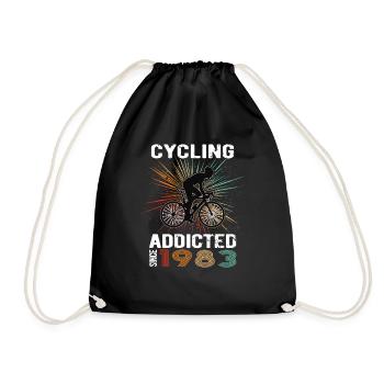 40 Birthday 1983 Vintage Retro Bicycle Cyclist - Drawstring Bag - black - Front