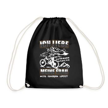 Ich Liebe meine Frau MTB Mountainbike Fahrrad Rad - Turnbeutel - Schwarz - Vorne