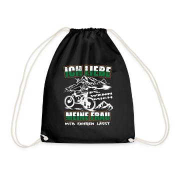 Ich Liebe meine Frau MTB Mountainbike Fahrrad Rad - Turnbeutel - Schwarz - Vorne