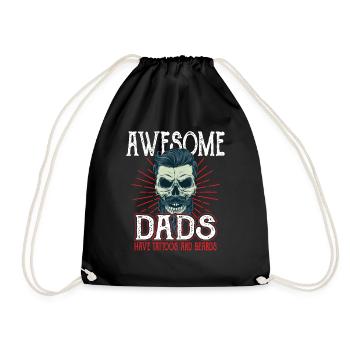 Awesome Dads have Tattoos Beards Vater Tattoo Bart - Turnbeutel - Schwarz - Vorne