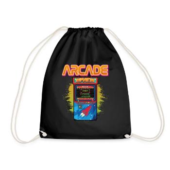 Arcade Machine Player Video Game Games Streamer - Drawstring Bag - black - Front