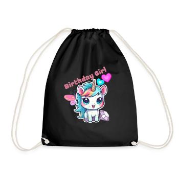 Anniversaire Fille Anniversaire Fille Enfant Licorne - Sac de sport léger - noir - Devant