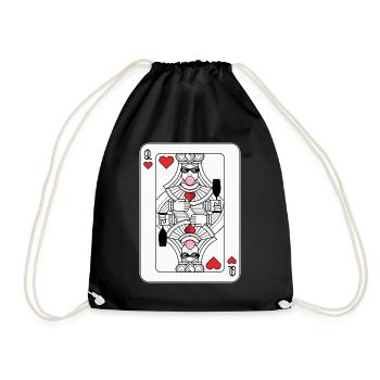 Funny Queen of Hearts Design – Party Playing Card - Drawstring Bag - black - Front