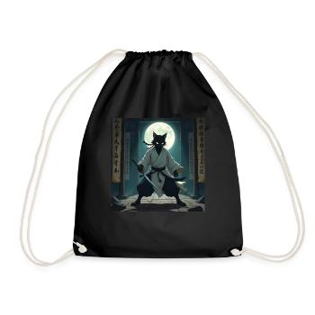Ninja japonais Samouraï Combattant Chat Anime Manga - Sac de sport léger - noir - Devant