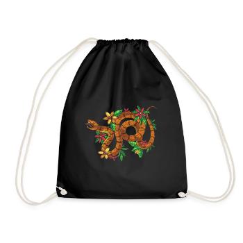 Predator Reptiles Gift Nature Flowers Snake - Drawstring Bag - black - Front