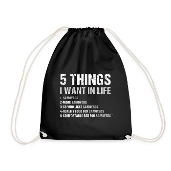 5 choses que je veux dans la vie Samoyède - Sac de sport léger - noir - Devant