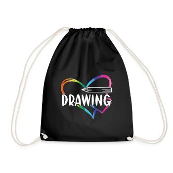 Drawer Heart Drawing - Turnbeutel - Schwarz - Vorne