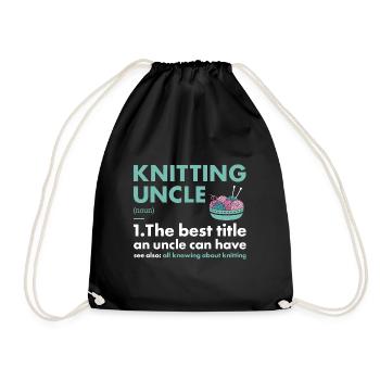 Knitter Uncle Definition Knitting - Drawstring Bag - black - Front