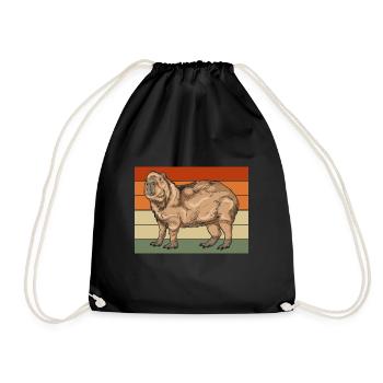 Capybara Liebhaber Tier Geschenk Retro Capybara - Turnbeutel - Schwarz - Vorne