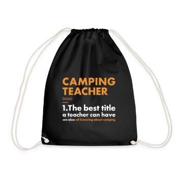 Camper Teacher Definition Camping - Drawstring Bag - black - Front