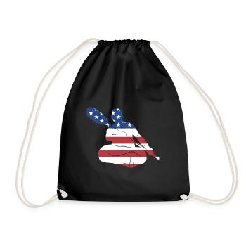 Kayaker Us Flag Kayaking - Drawstring Bag - black - Front