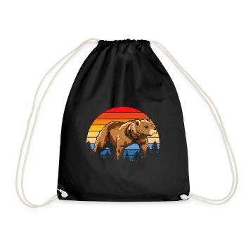 Rétro Ours brun Forêt Animal Habitant de la forêt Cadeau Ours - Sac de sport léger - noir - Devant