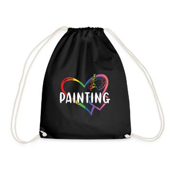 Painter Heart Painting - Drawstring Bag - black - Front