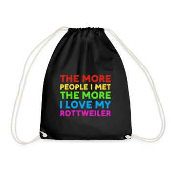 More People I Met More I Love Rottweiler - Drawstring Bag - black - Front