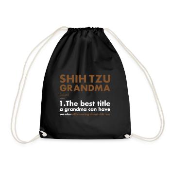 Shih Tzu Grandma Definition - Drawstring Bag - black - Front