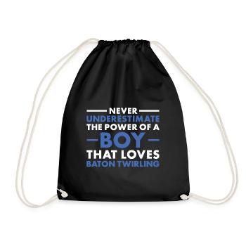 Twirler Never Underestimate The Power Of A Boy - Drawstring Bag - black - Front