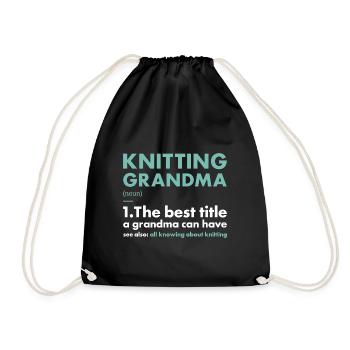 Knitter Grandma Definition Knitting - Drawstring Bag - black - Front
