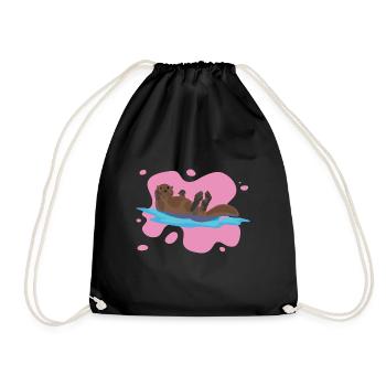 Cute Otter Animal Lover Gift Otter - Drawstring Bag - black - Front