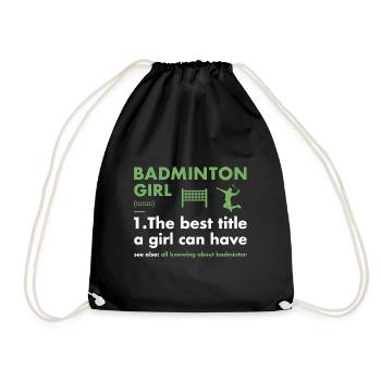 Sport Girl Definition Badminton - Turnbeutel - Schwarz - Vorne
