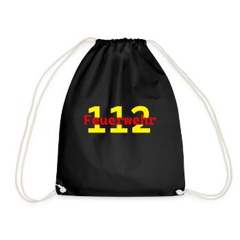112 Feuerwehr Shirt - Turnbeutel - Schwarz - Vorne