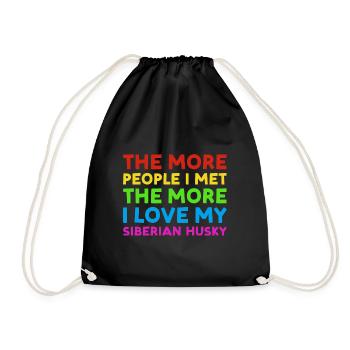 More People I Met More I Love Siberian Husky - Drawstring Bag - black - Front