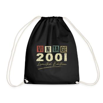 Vintage 2001 Original Anniversary Gift 2001 - Drawstring Bag - black - Front