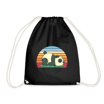 Schlafender Pandabär Geschenk Panda - Turnbeutel - Schwarz - Vorne