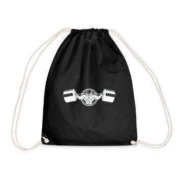 Bodybuilder Hund - Dog - Pitbull - Drawstring Bag - black - Front