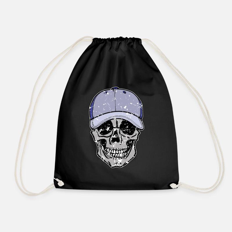 Totenkopf - mit Kappe - Turnbeutel - Schwarz