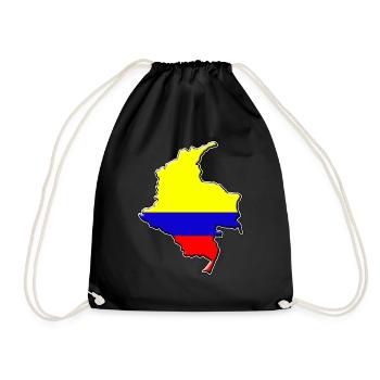 Colombia flag map - Drawstring Bag - black - Front