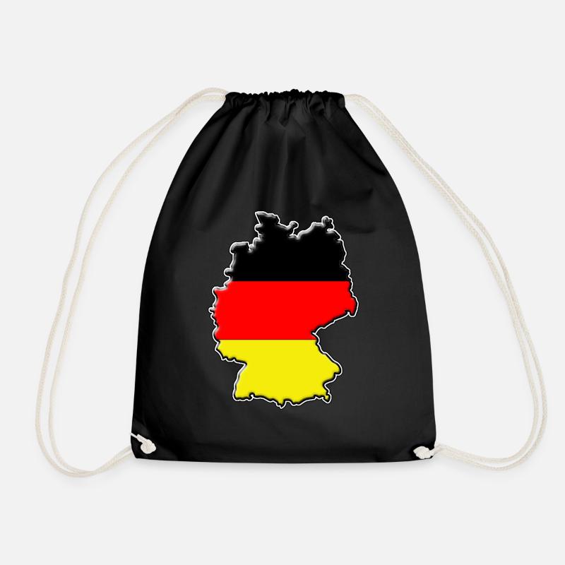 Germany flag map - Drawstring Bag - black