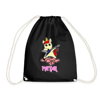 Metal Einhorn - Einhorn liebt Metal - Turnbeutel - Schwarz - Vorne