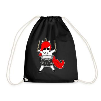 Drummer Einhorn - Unicorn loves drums - Drawstring Bag - black - Front