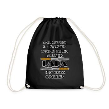 Funny barbecue saying - Dad chilling out a barbecue - Drawstring Bag - black - Front
