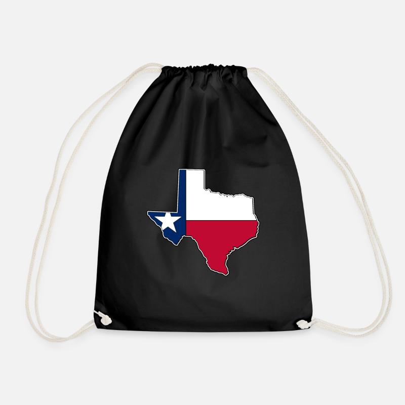Texas flag map - Drawstring Bag - black