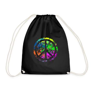 Peace - Farben - Turnbeutel - Schwarz - Vorne