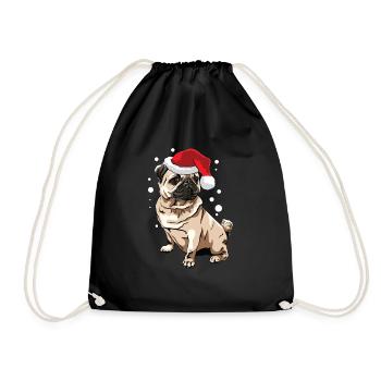 Weihnachts Mops für festliche Hundebesitzer - Turnbeutel - Schwarz - Vorne