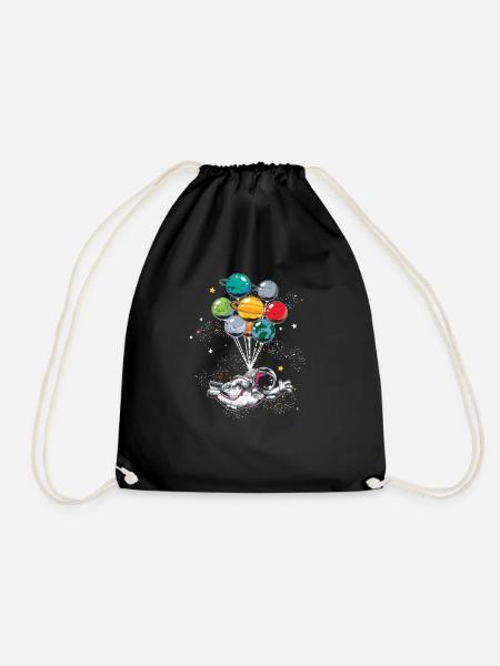 Planeten Ballons Astronaut Geschenk Weltraum - Turnbeutel - Schwarz