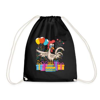 Kids Birthday Gift Animal Chickens - Drawstring Bag - black - Front