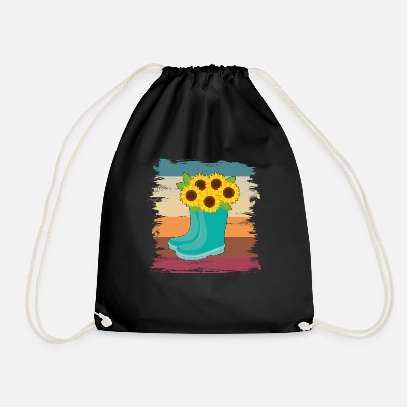 sunflower - Drawstring Bag - black