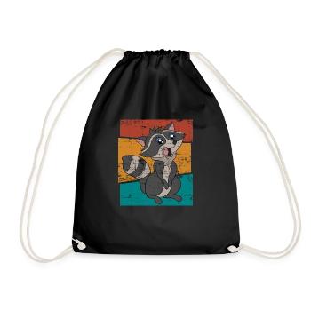 Ratons laveurs cadeau raton laveur - Sac de sport léger - noir - Devant
