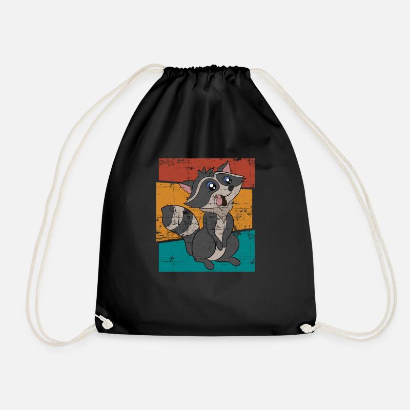 Raccoon Gift Raccoon - Drawstring Bag - black