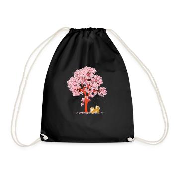 Cherry Blossom Fleurs de cerisier Japon Chien Shiba Inu - Sac de sport léger - noir - Devant