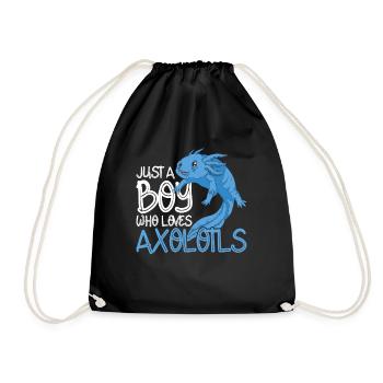 Amphibian salmon amphibian gift boy axolotl - Drawstring Bag - black - Front