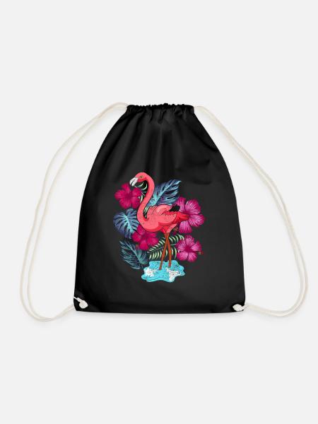Tropischer Vogel Tierliebhaber Geschenk Flamingo - Turnbeutel - Schwarz