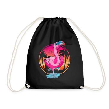 Summer Sunset Animal Gift Flamingo - Drawstring Bag - black - Front