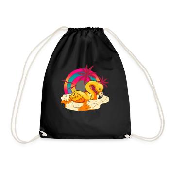 80er Synthwave Tropen Sommer Tier Rosa Flamingo - Turnbeutel - Schwarz - Vorne